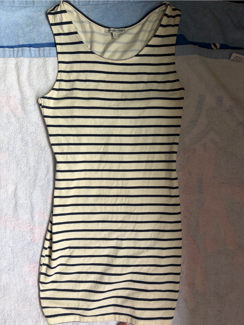 Charlotte Russe Cream and Navy Striped Kids One-Piece